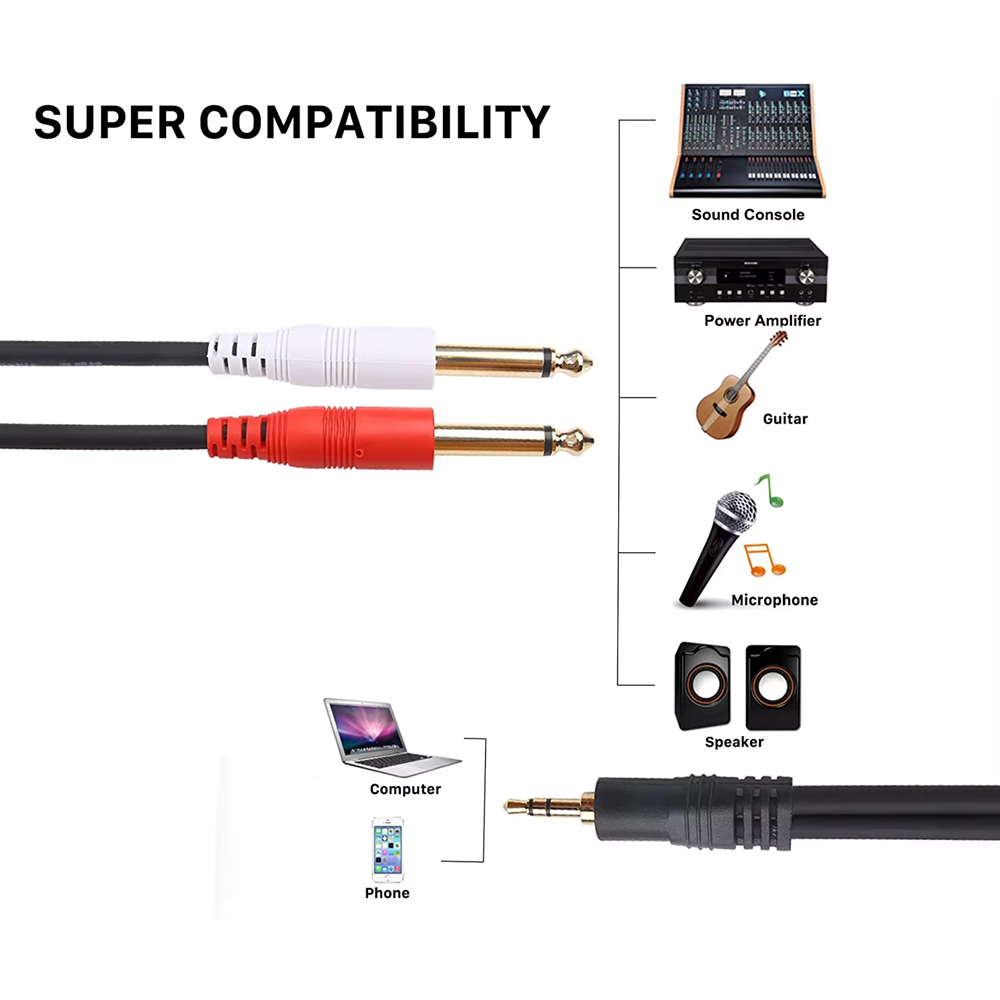 3.5mm TRS to Dual 6.35mm TS Y  - Trs Cable review and price